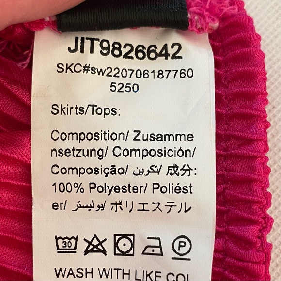 SHEIN hot pink plisse midi skirt and crop top set size L - Picture 15 of 15